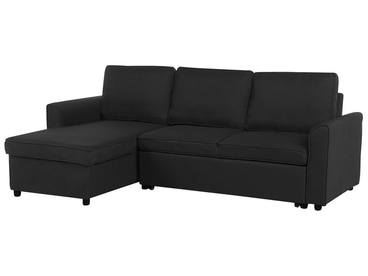 Nesna Right Hand Faux Leather Corner Sofa Bed with Storage Black