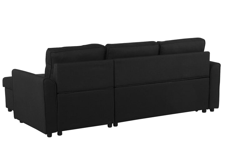 Nesna Right Hand Faux Leather Corner Sofa Bed with Storage Black