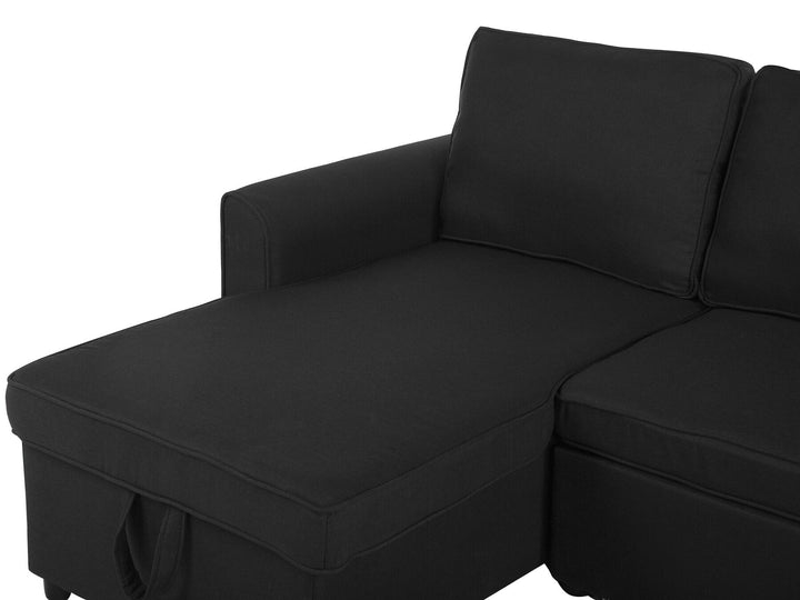 Nesna Right Hand Faux Leather Corner Sofa Bed with Storage Black