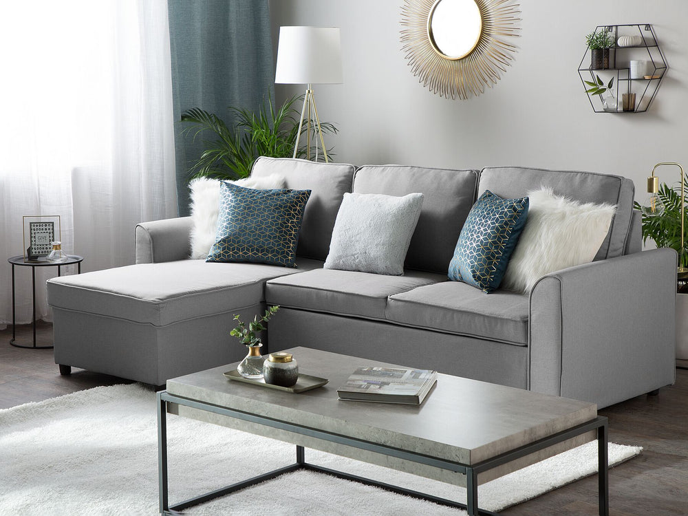 Nesna Right Hand Fabric Corner Sofa Bed with Storage Grey