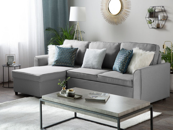 Nesna Right Hand Fabric Corner Sofa Bed with Storage Grey