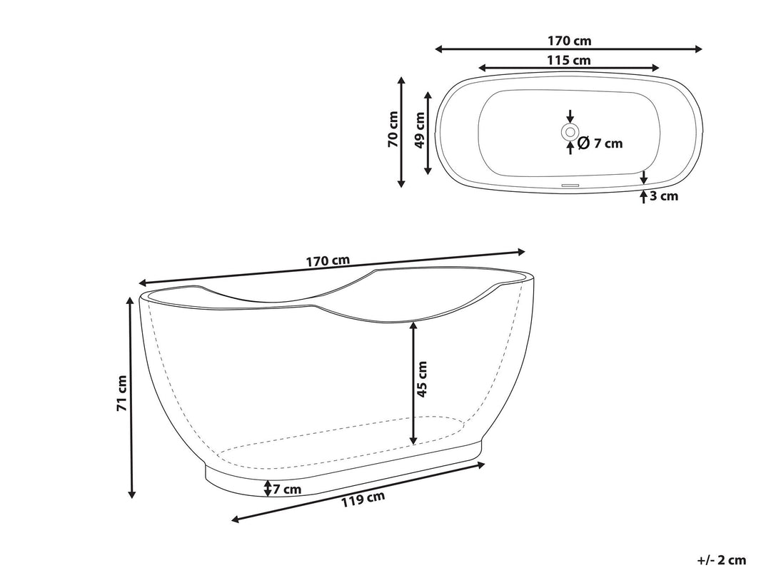 Freestanding Bath 1700 x 770 mm White Bayley