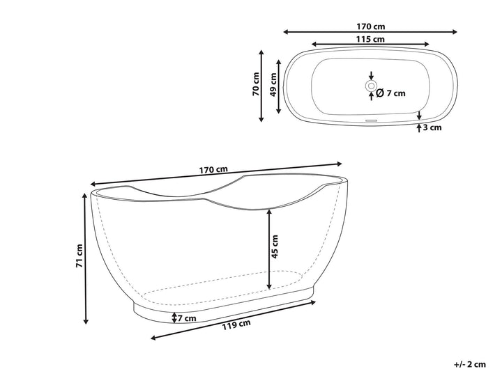 Freestanding Bath 1700 x 770 mm White Bayley