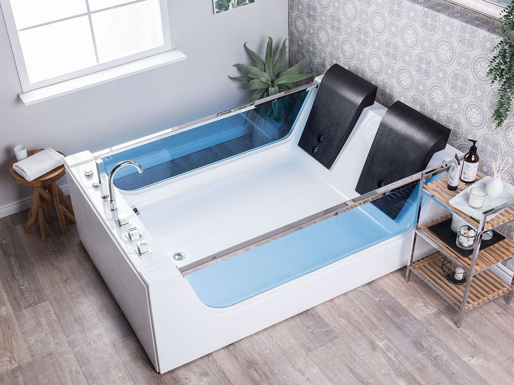 Whirlpool Bath with LED 1800 x 1200 mm White Curacao