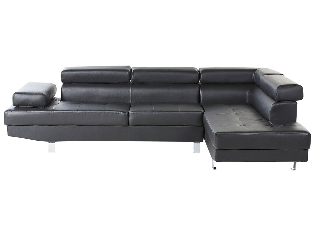 Norrea Left Hand Faux Leather Corner Sofa Black