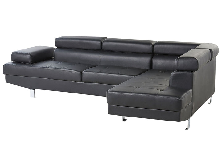 Left Hand Faux Leather Corner Sofa Black Trego