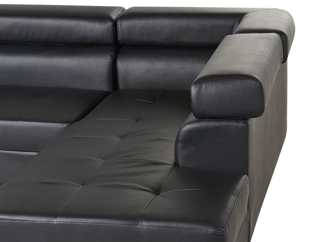 Left Hand Faux Leather Corner Sofa Black Trego