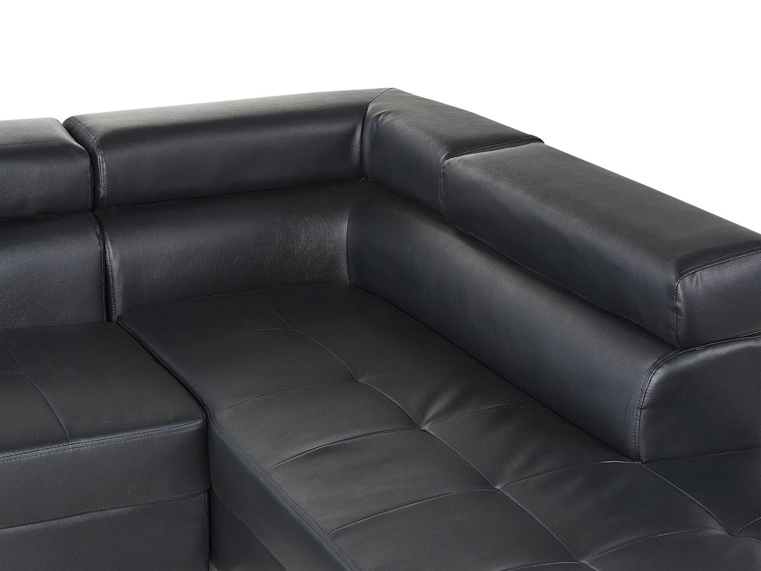 Left Hand Faux Leather Corner Sofa Black Trego
