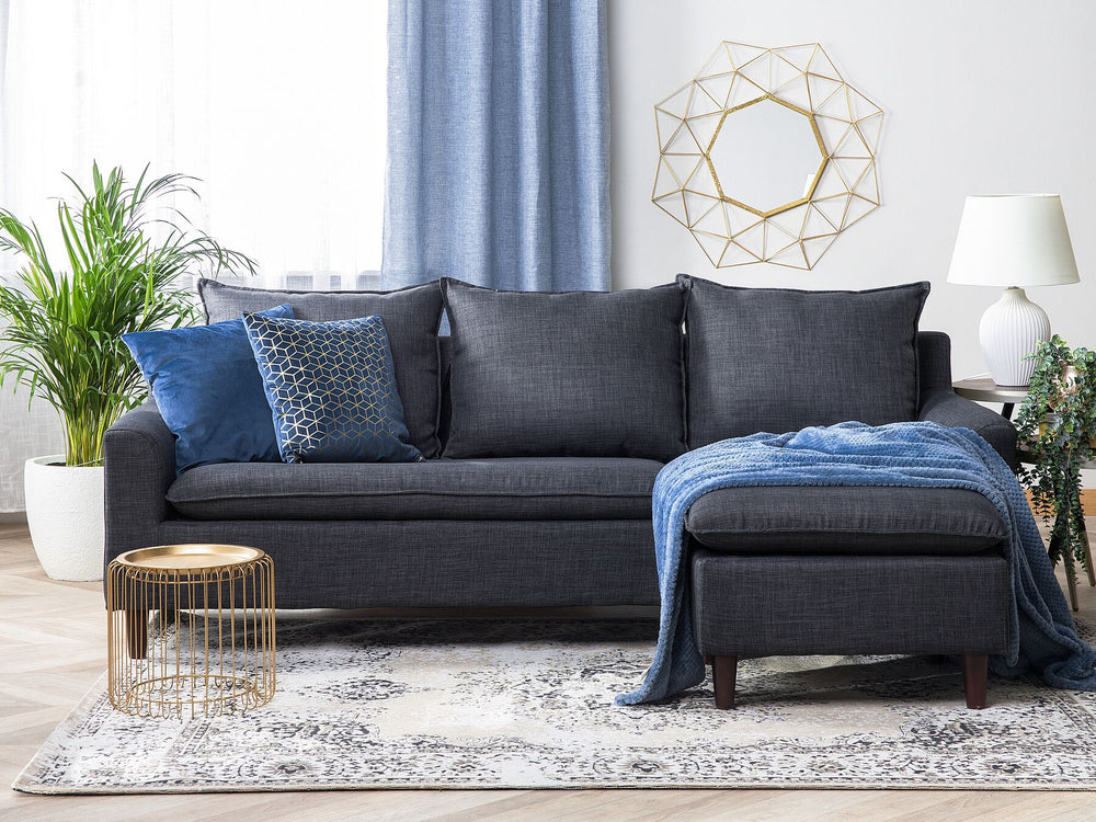 Elvenes Left Hand Fabric Corner Sofa Dark Grey