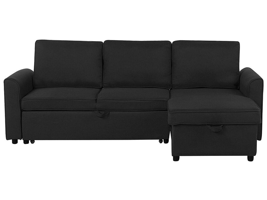 Nesna Left Hand Fabric Corner Sofa Bed with Storage Black