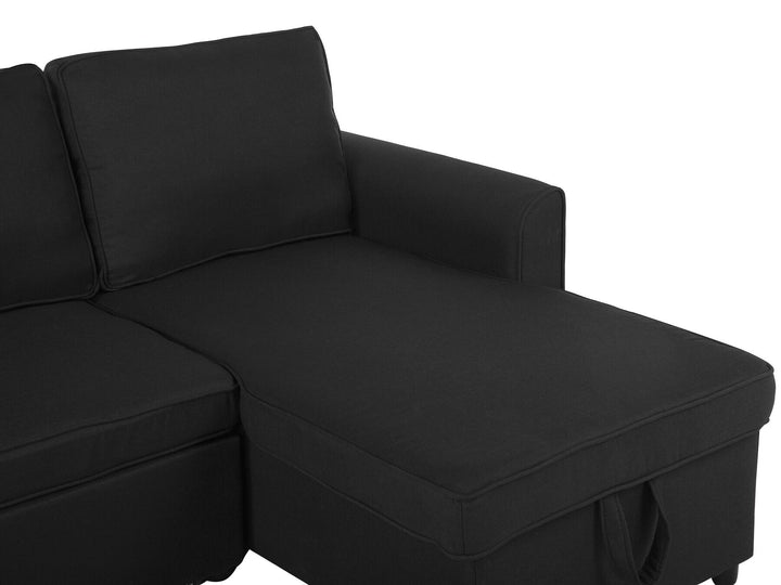 Nesna Left Hand Fabric Corner Sofa Bed with Storage Black