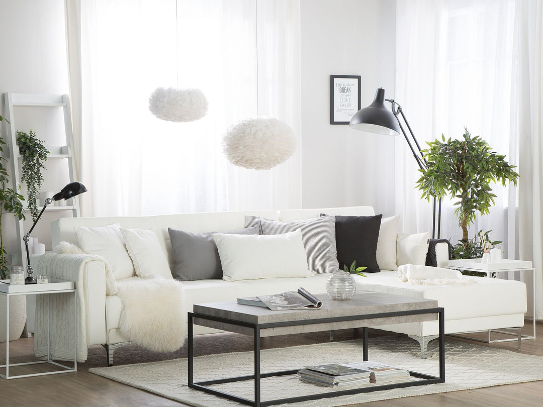 Aberdeen Left Hand Faux Leather Corner Sofa White