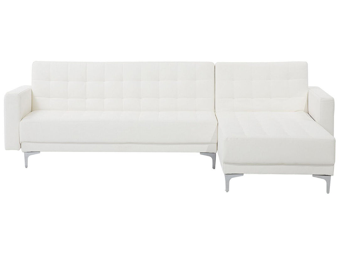 Aberdeen Left Hand Faux Leather Corner Sofa White