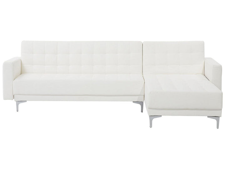 Aberdeen Left Hand Faux Leather Corner Sofa White