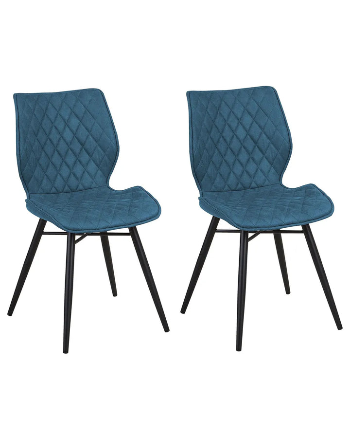 Set of 2 Dining Chairs Fabric Sea Blue Marina