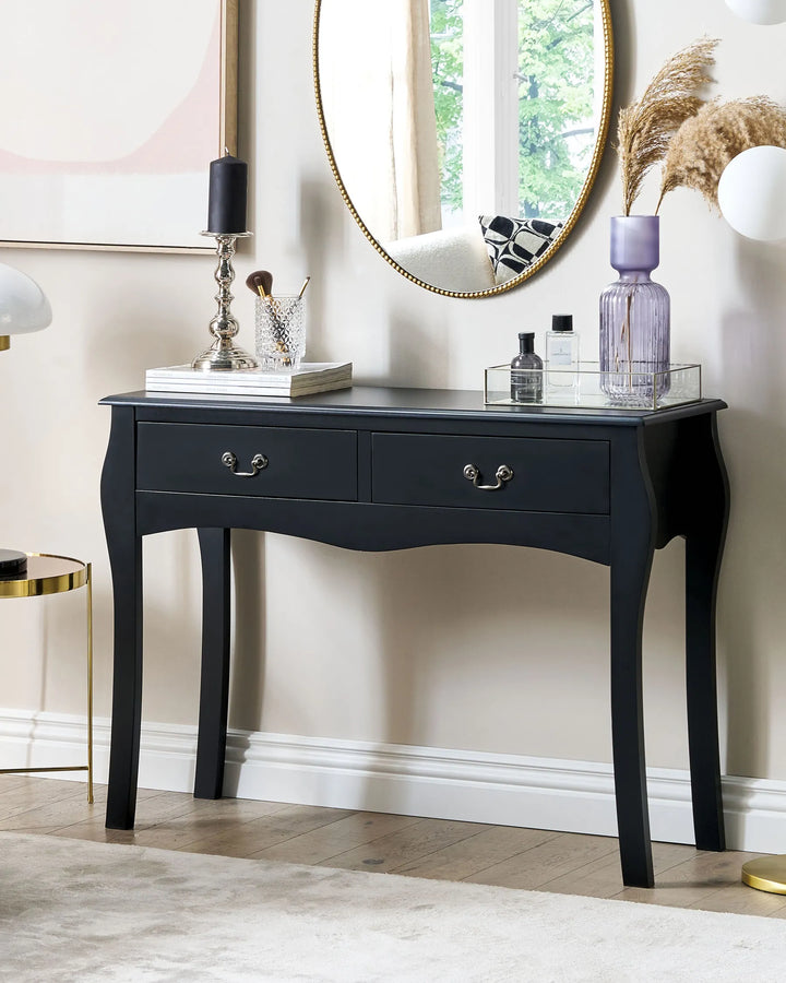 Console Table Black Additional Storage Space Salora