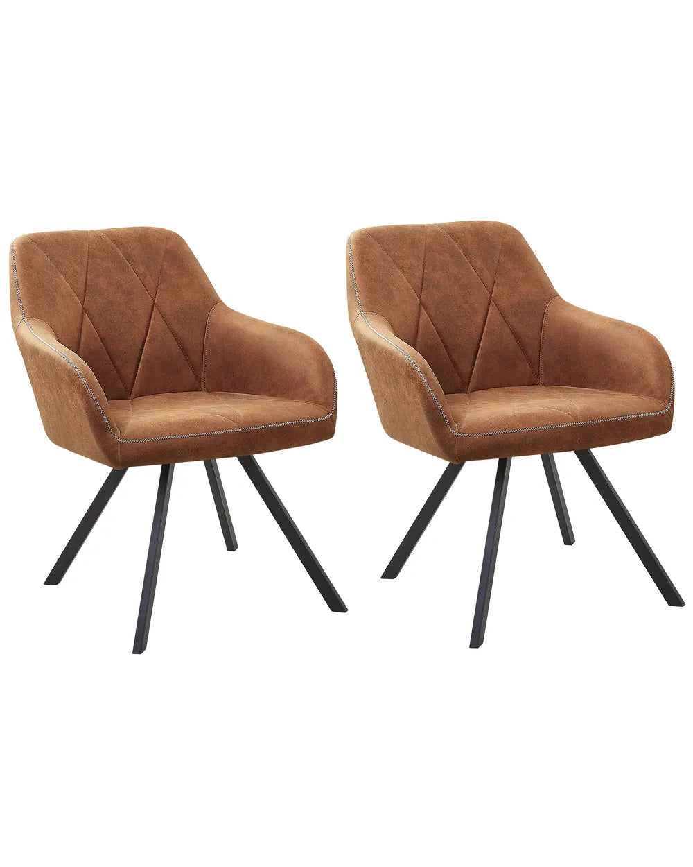 Set of 2 Dining Chairs Fabric Golden Brown Allen