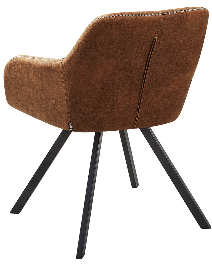 Set of 2 Dining Chairs Fabric Golden Brown Allen