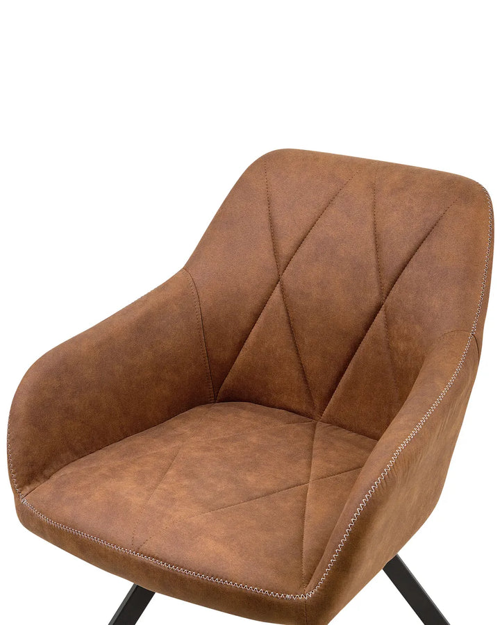 Set of 2 Dining Chairs Fabric Golden Brown Allen