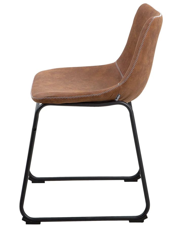 Set of 2 Dining Chairs Fabric Golden Brown Lovely