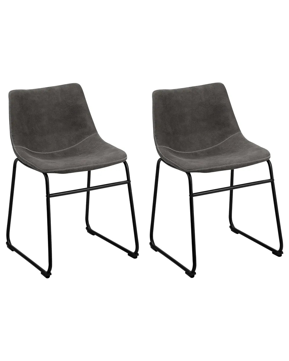 Set of 2 Dining Chairs Fabric Dark Grey Lovely