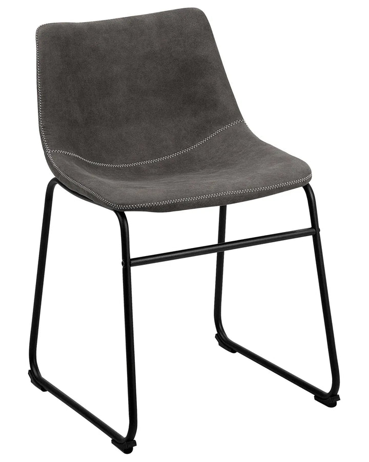 Set of 2 Dining Chairs Fabric Dark Grey Lovely