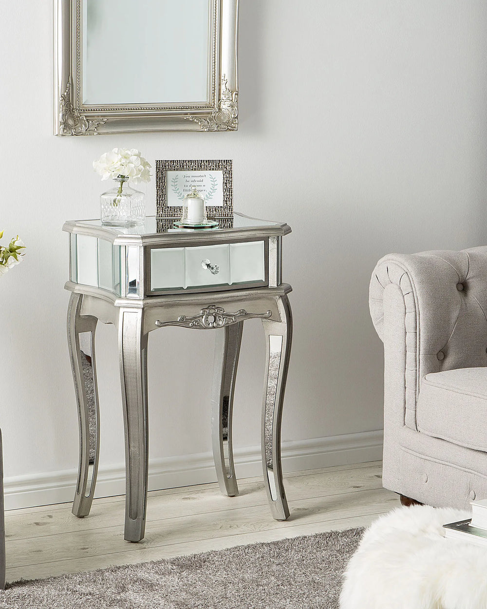 Console Table Mirrored Silver Chic Look Dovaro