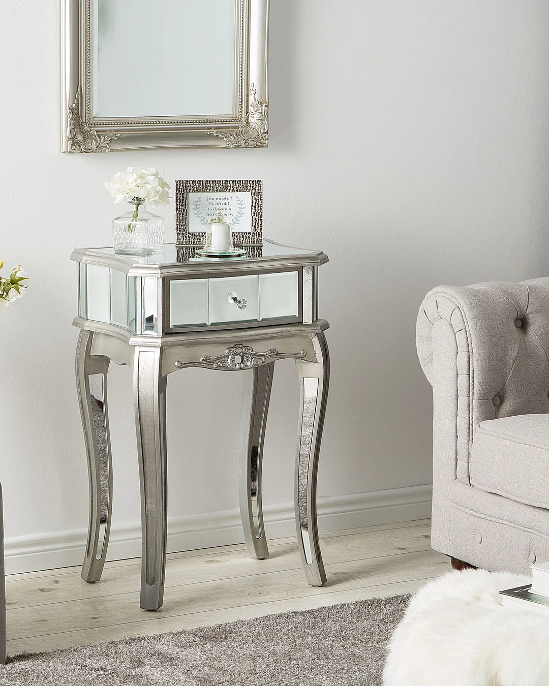 Console Table Mirrored Silver Chic Look Dovaro
