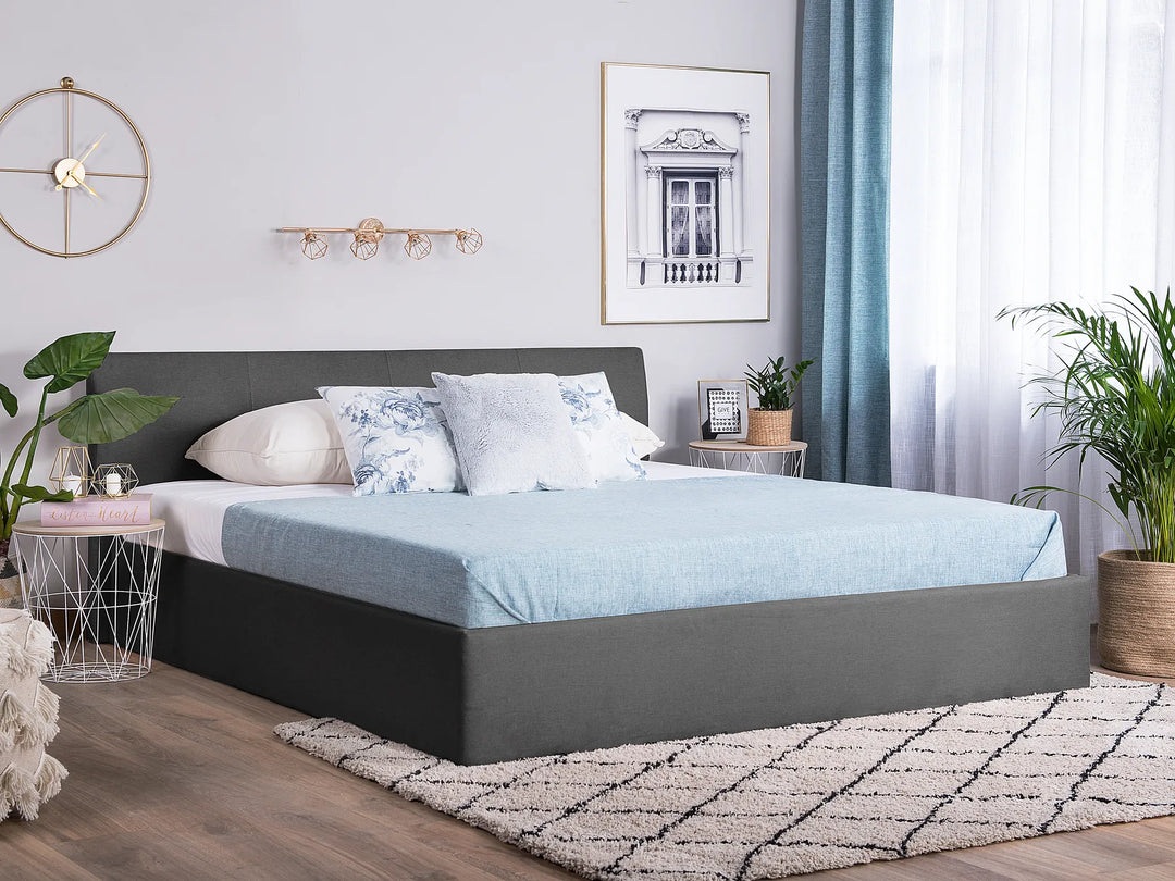 Ottoman Bed Fabric 180 x 200 cm (EU Super King) Grey Drew