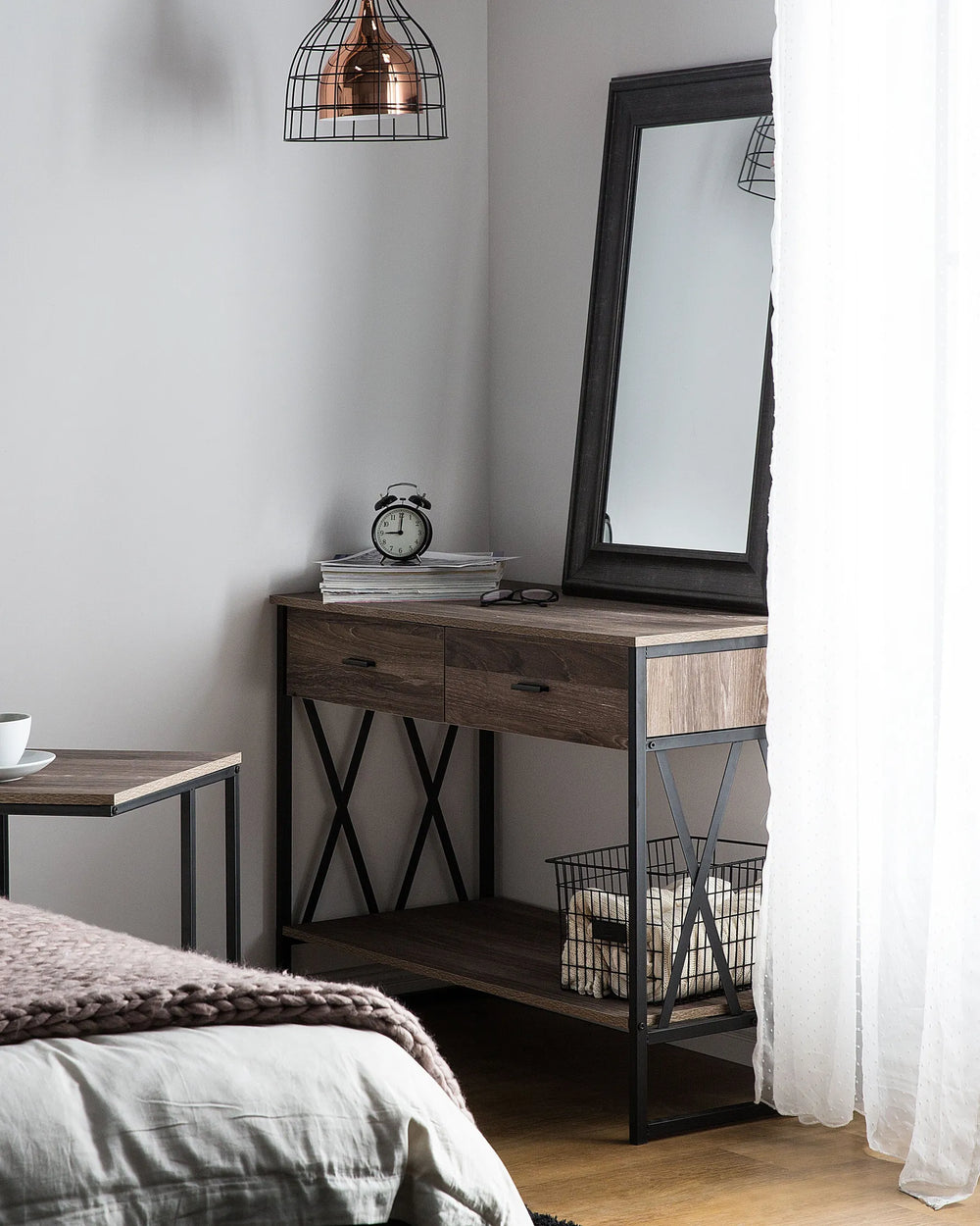 Console Table Taupe Soft-Close Drawer Runners Elenta