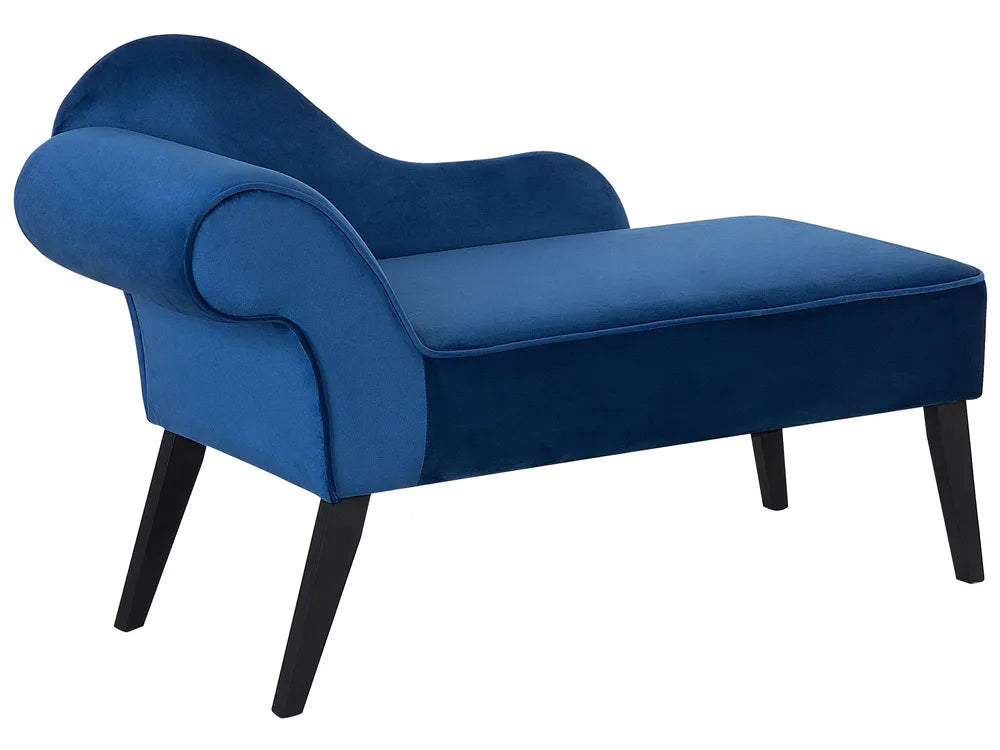 Left-Hand Chaise Lounge Velvet Navy Blue Blossie