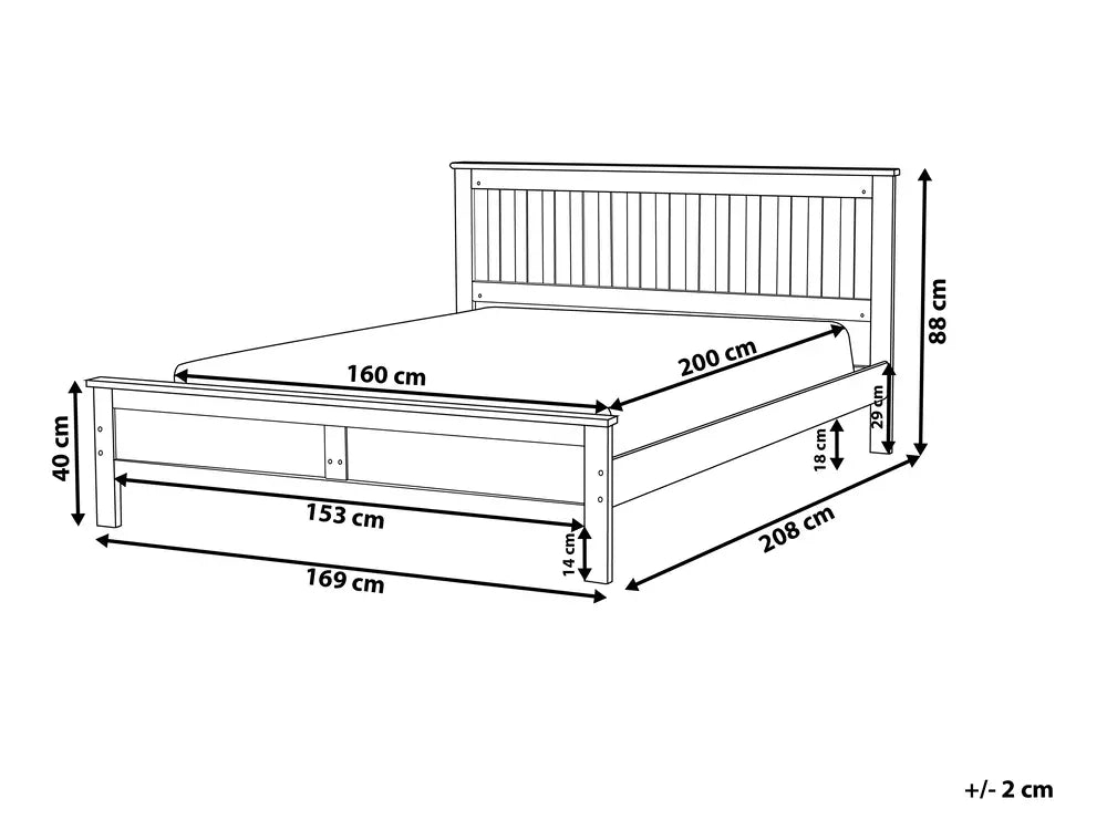 Bed Pine Wood 160 x 200 cm (EU King Size) White Carol