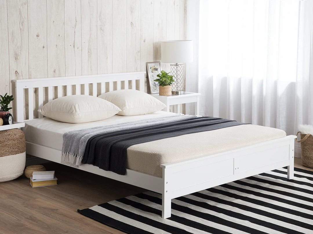 Bed Pine Wood 180 x 200 cm (EU Super King) White Carol