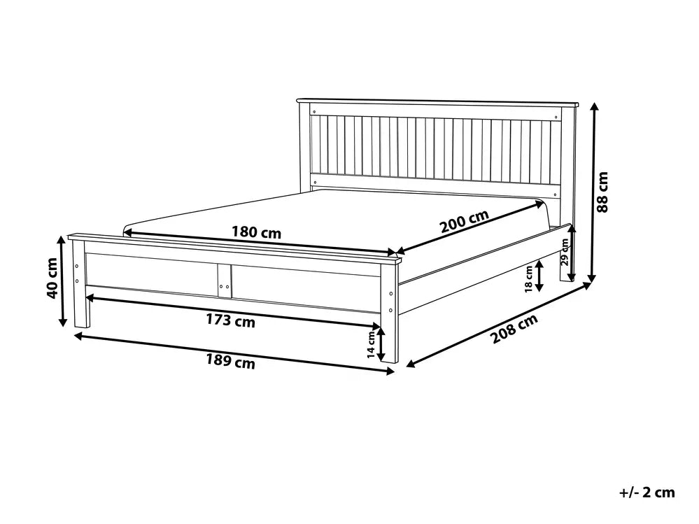 Bed Pine Wood 180 x 200 cm (EU Super King) White Carol