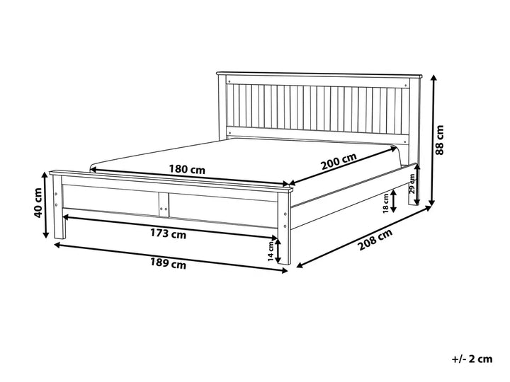 Bed Pine Wood 180 x 200 cm (EU Super King) White Carol