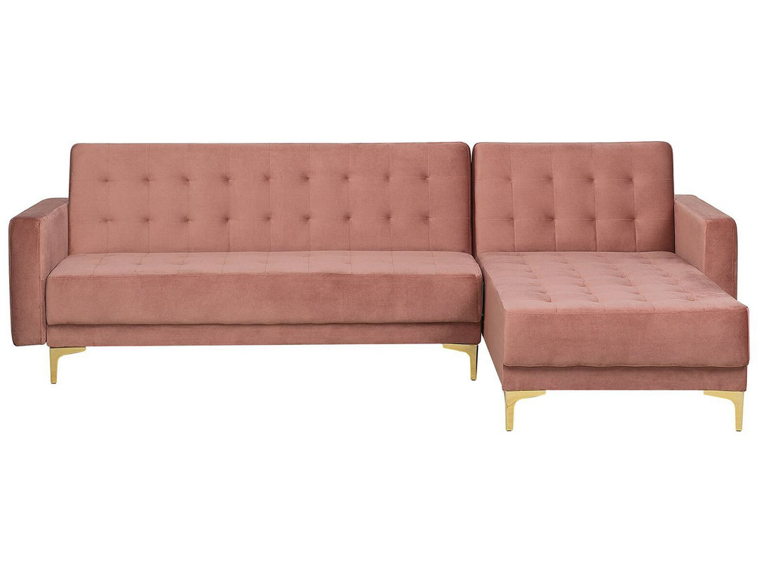 Aberdeen Left Hand Velvet Corner Sofa Pink