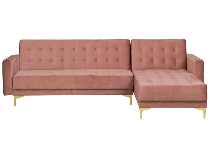 Aberdeen Left Hand Velvet Corner Sofa Pink