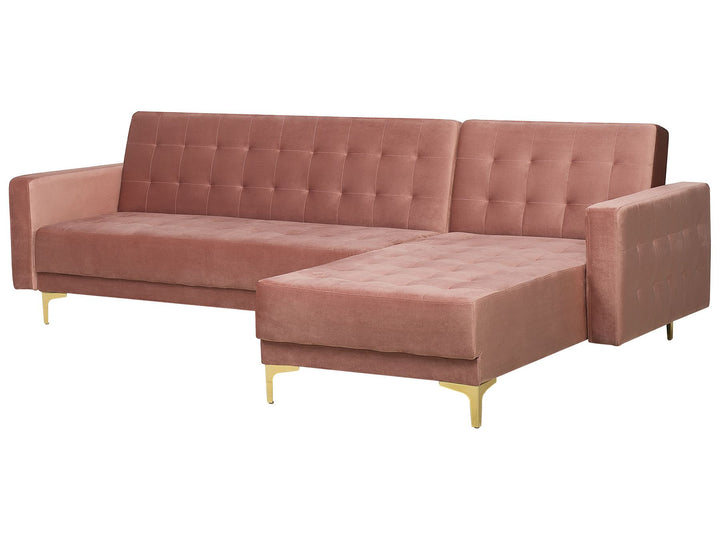Aberdeen Left Hand Velvet Corner Sofa Pink