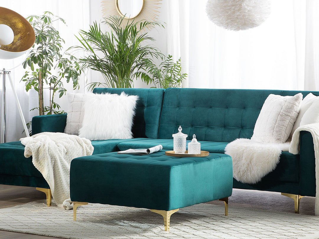 Aberdeen Right Hand Velvet Corner Sofa Teal