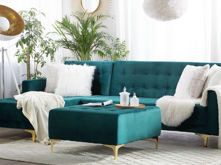 Aberdeen Right Hand Velvet Corner Sofa Teal