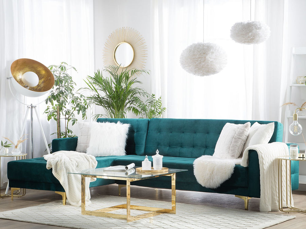 Aberdeen Right Hand Velvet Corner Sofa Teal