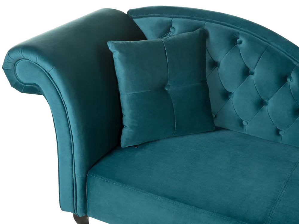 Left-Hand Chaise Lounge Velvet Teal Lydia
