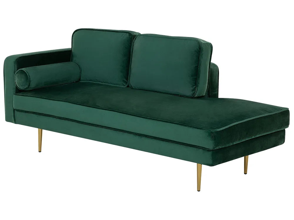 Left-Hand Chaise Lounge Velvet Emerald Green Alhertine