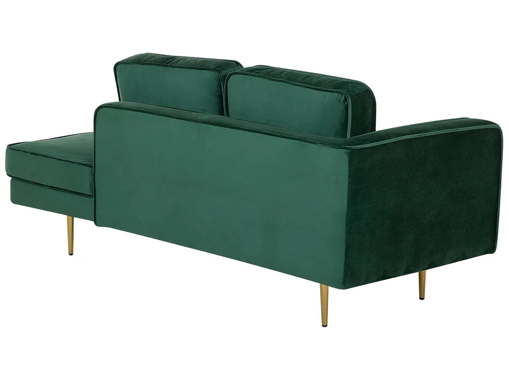 Left-Hand Chaise Lounge Velvet Emerald Green Alhertine