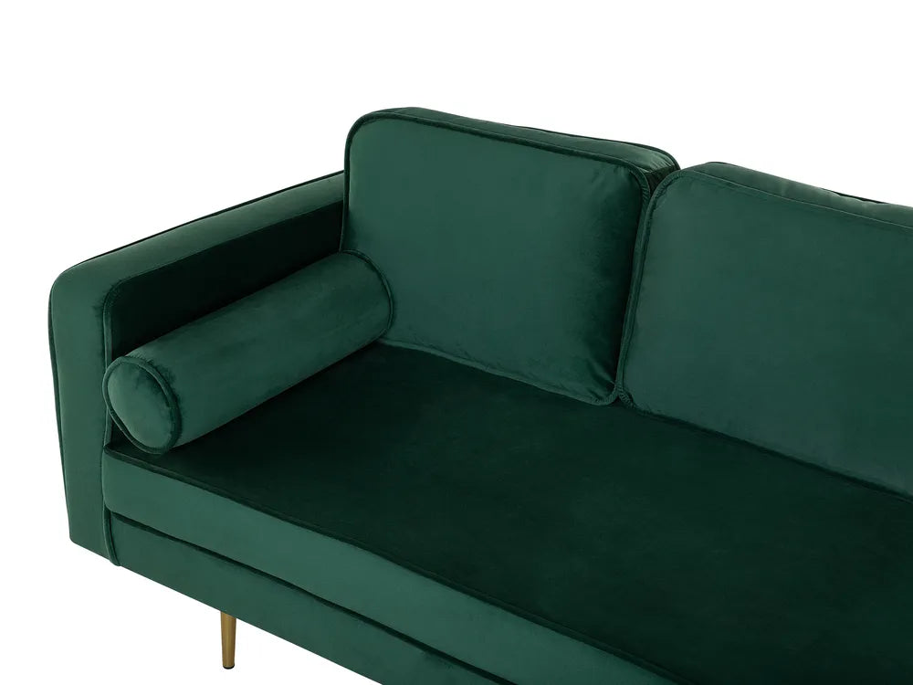 Left-Hand Chaise Lounge Velvet Emerald Green Alhertine