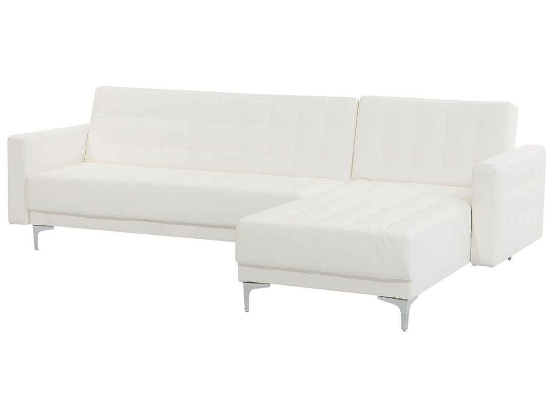 Aberdeen Left Hand Faux Leather Corner Sofa White