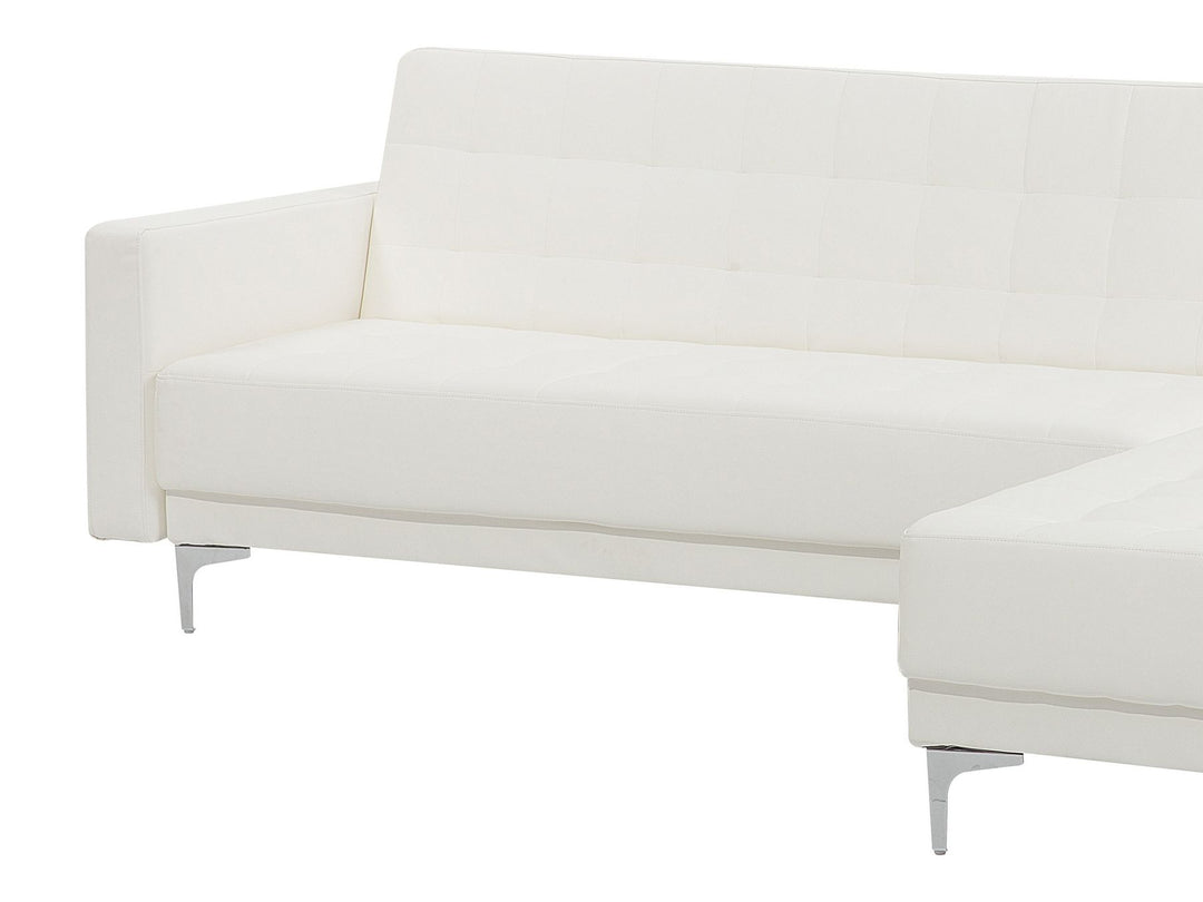 Aberdeen Left Hand Faux Leather Corner Sofa White
