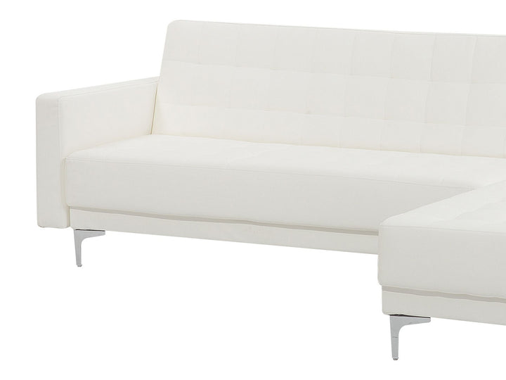 Aberdeen Left Hand Faux Leather Corner Sofa White