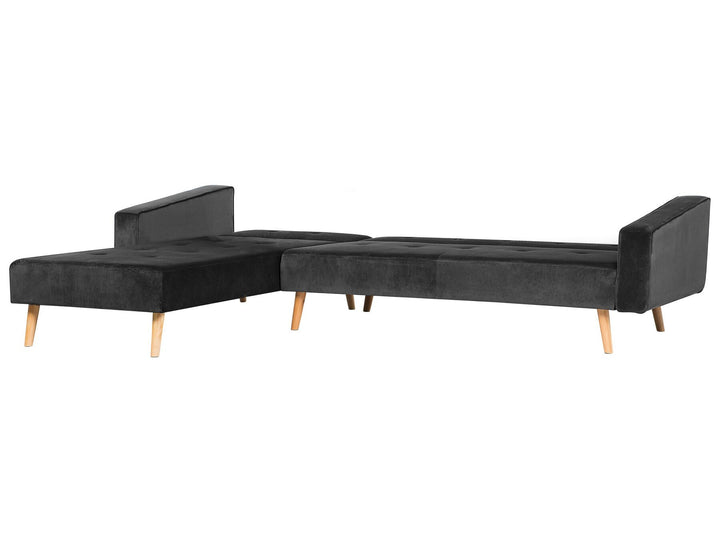 Vadso Right Hand Velvet Corner Sofa Bed Black