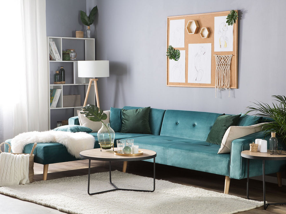 Corner Sofa Vadso Emerald Green Velvet Right Hand